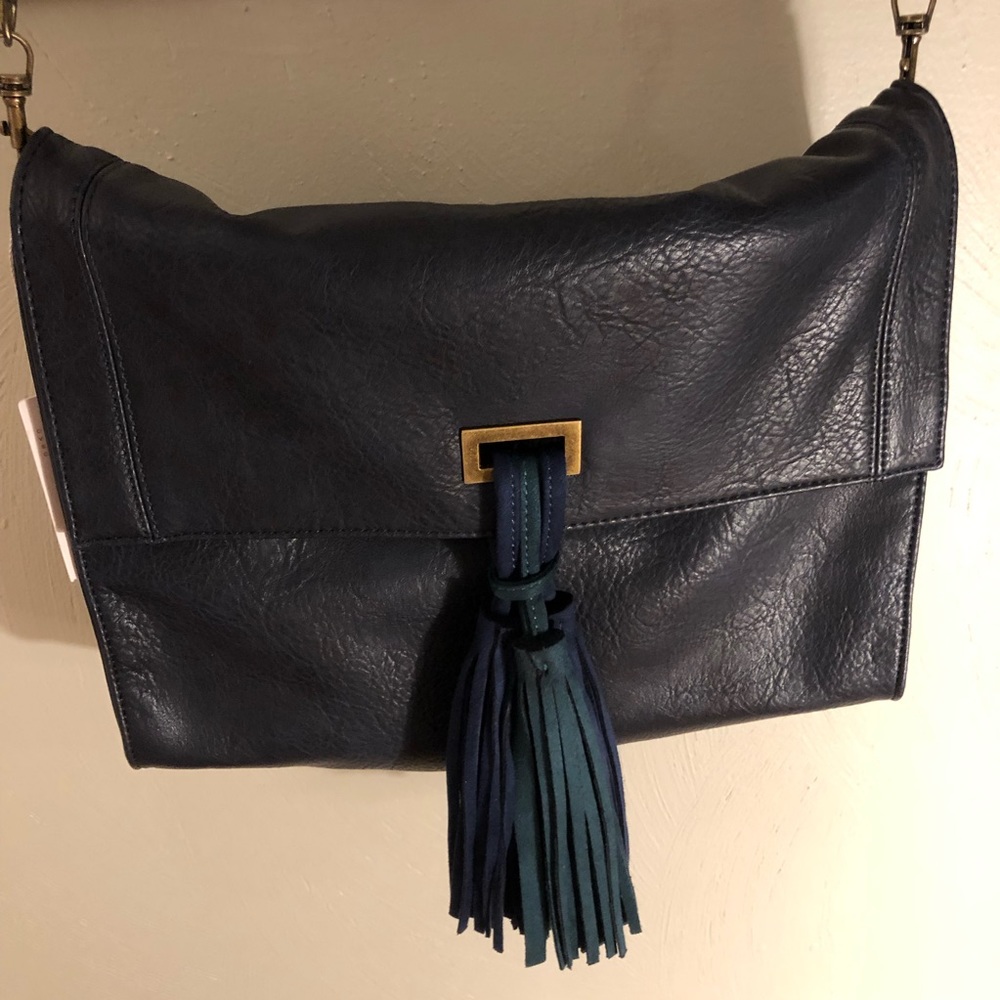 Anthropologie navy leather shoulder /crossbody bag